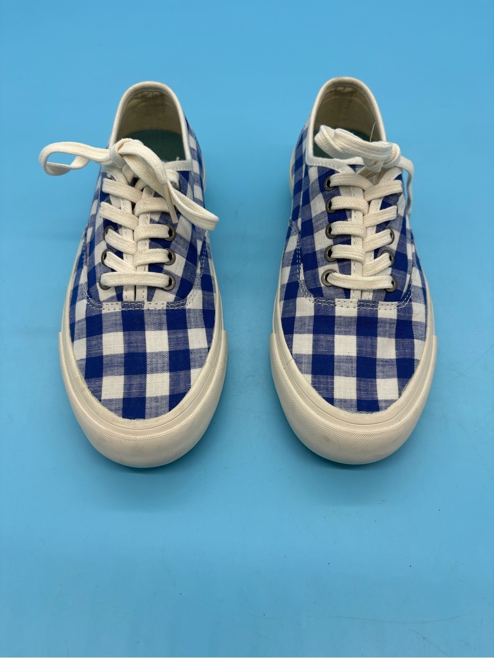 J.Crew x SeaVees Legend Sneakers Women’s Blue White Gingham Check Size 6